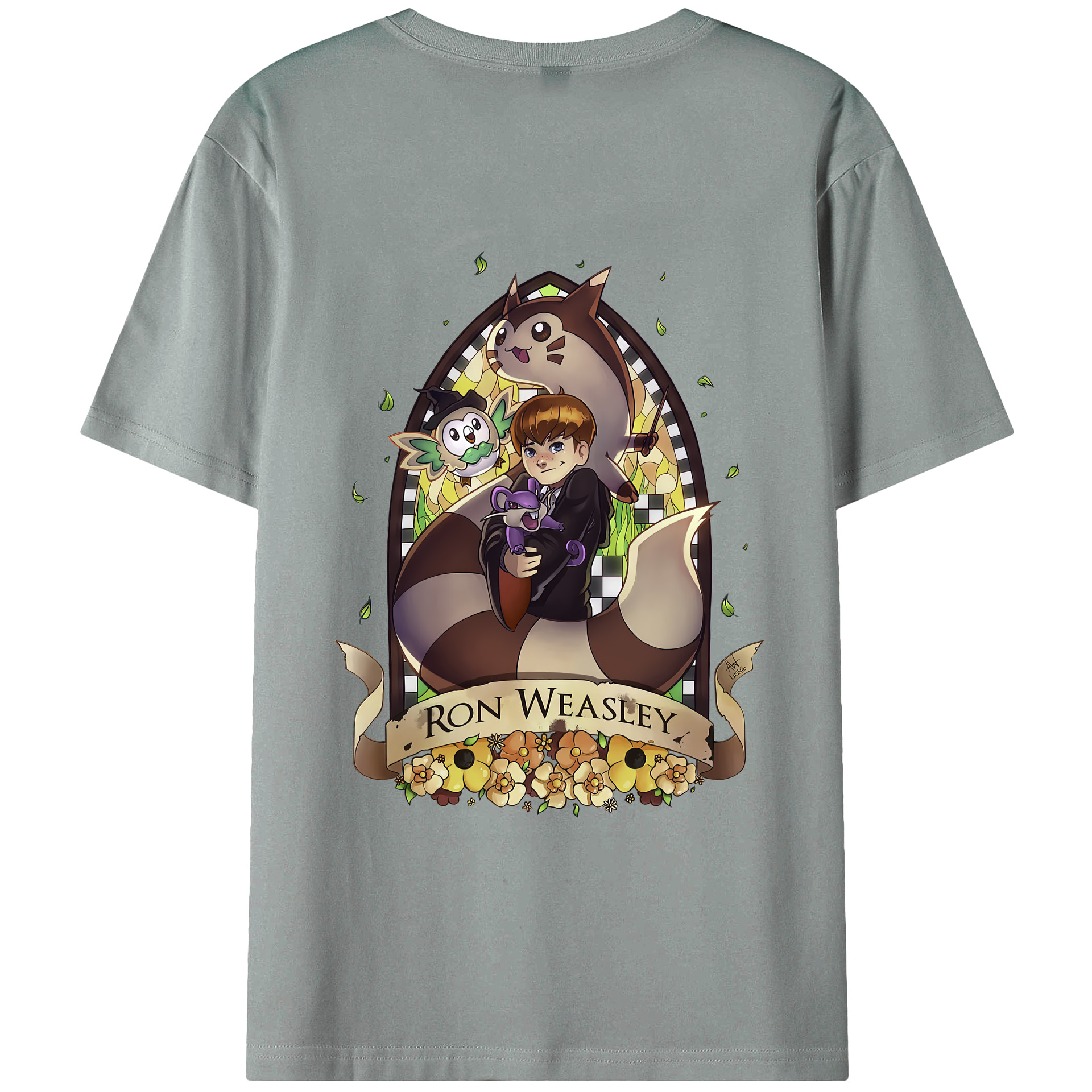（画像用） Harry Potter ハリー・ポッターシリーズ 綿100％ メンズ半袖Tシャツ（バックプリント） 通気性